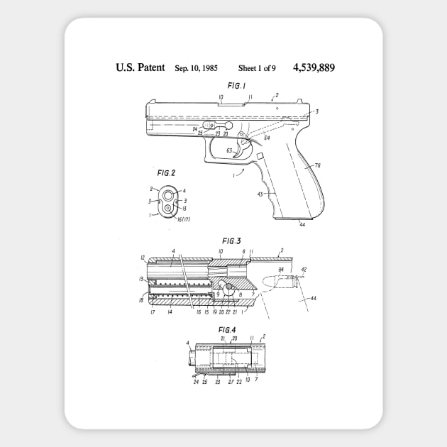 Glock Handgun Patent (black) Sticker by Big Term Designs